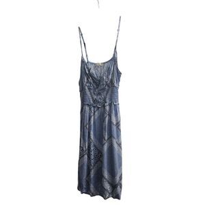 LA Hearts Blue Geometric Print Midi Sundress Spaghetti Strap Summer Dress Size S